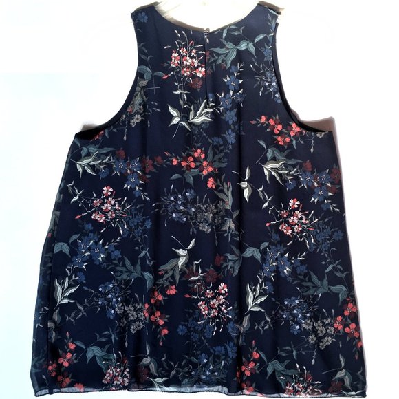 Vince Camuto Navy Floral Blouse - Picture 2 of 4